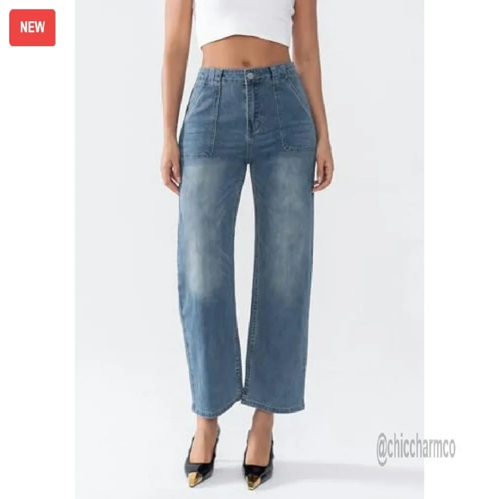 Women's Denim Shorts Mid Rise Bermuda Baggy Knee Length Jorts